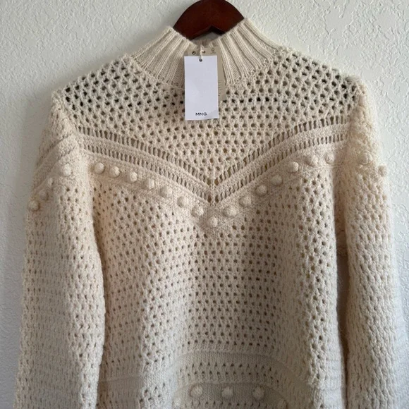 NWT Mango Openwork knit sweater, women’s Size L - Picture 7 of 13